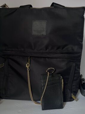 Cynthia Rowrley Black Nylon Backpack Tote | Convertible Laptop Travel Bag Emma